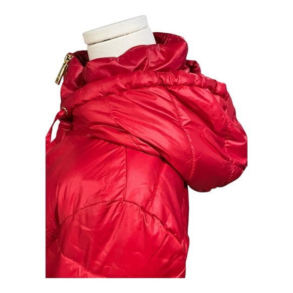 Nine West Red Puffer Coat with Hood & Gold Accents – Women’s‎ Size Small - Picture 7 of 8
